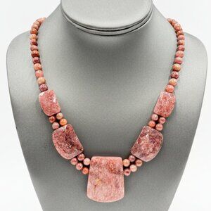 Jay King Strawberry Quartzite Sterling Silver Necklace Pink Nigeria .925